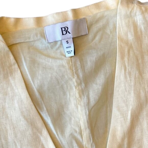 Banana Republic Livia Linen Mini Dress Small S PETITE Butter Yellow NEW - Picture 4 of 9